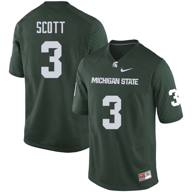 Men #3 LJ Scott Michigan State College Football Jerseys Sale-Green